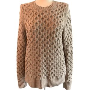 J. Crew gold shimmer tan cotton crew sweater